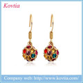 Summer colorful gold crystal ball drop pendant earrings